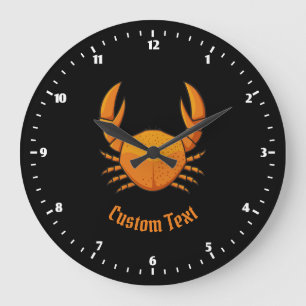 Orange Crab Große Wanduhr