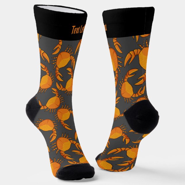 Orange Crab Pattern Socken (Gewinkelt)
