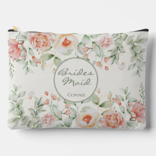 Orange Cream and Sage Floral Bridesmaid Zubehörtasche
