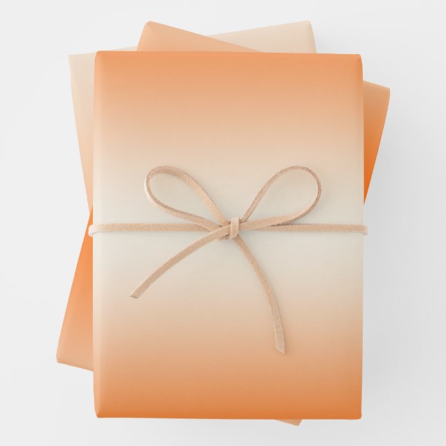 Orange & Cream Trendy & Elegant Gradient  Geschenkpapier Set (Orange & Cream Trendy & Elegant Gradient Wrapping Paper Sheets)