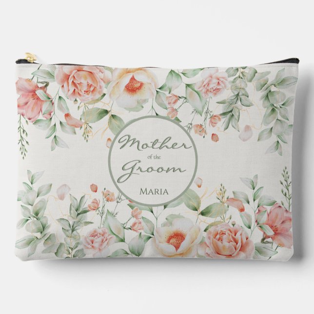 Orange Creamy Floral Mutter des Bräutigams Zubehörtasche (Vorderseite)