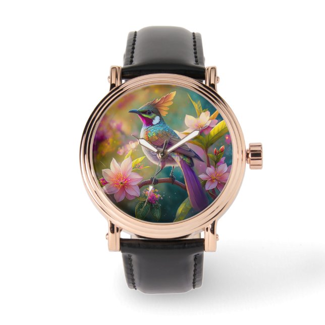 Orange Created Rainbow Jay Fantasy Bird Armbanduhr (Vorderseite)