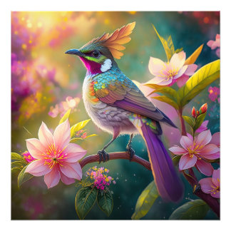 Orange Created Rainbow Jay Fantasy Bird Fotodruck