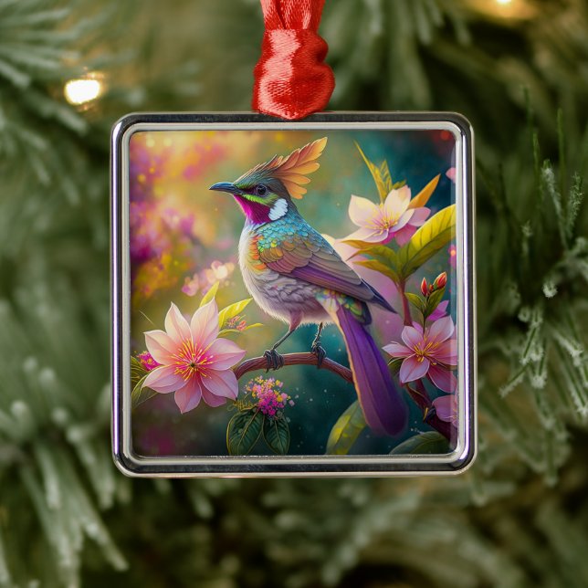 Orange Created Rainbow Jay Fantasy Bird Ornament Aus Metall (Baum)