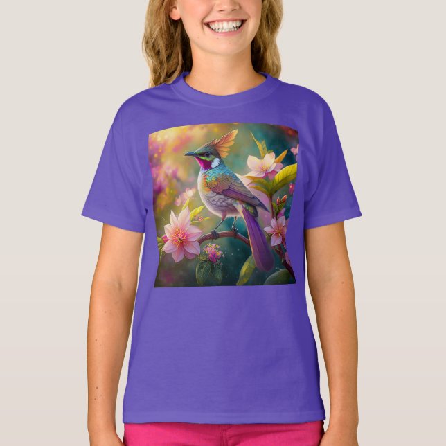 Orange Created Rainbow Jay Fantasy Bird T-Shirt (Vorderseite)