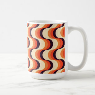 Orange, Creme, Braun Retro Fifties Abstrakt Art Kaffeetasse