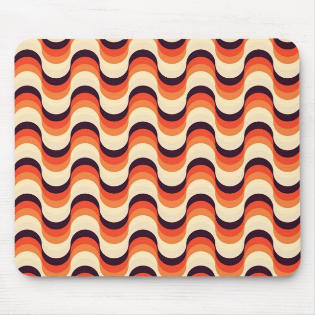 Orange, Creme, braune Retro Abstrakte Kunst Mousepad (Vorne)