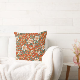 Orange, Creme und Aquamarine Hütte Kissen
