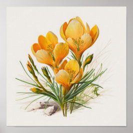 Orange Crocus Flowers Art Imprimer Poster
