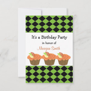 Orange Cupcake zum Geburtstag Einladung