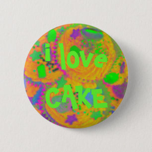 Orange Cupcakes 'i Liebe CAKE' Button Abzeichen