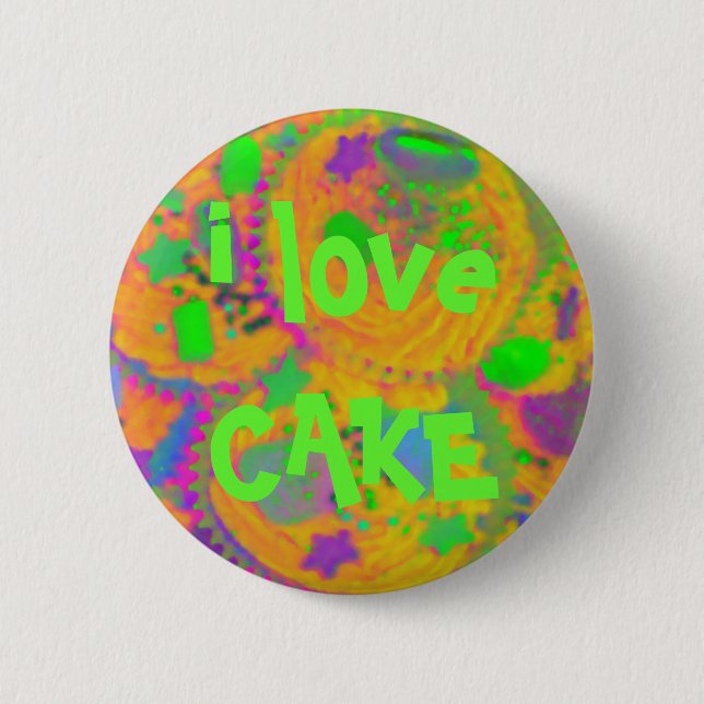 Orange Cupcakes 'i Liebe CAKE' Button Abzeichen (Vorderseite)