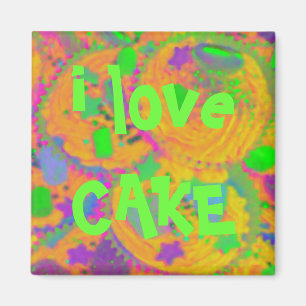 Orange Cupcakes "i Liebe cake" Kühlschrankmagnet