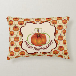 Orange Curvy Kürbis-Herbst-Muster Zierkissen