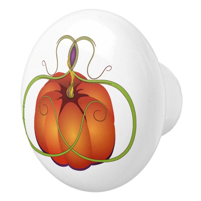 Orange Curvy Pumpkin Autumn Pattern Keramikknauf (Rechts)