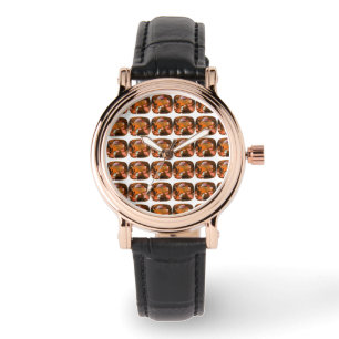 Orange Cushion-cut Pattern Armbanduhr