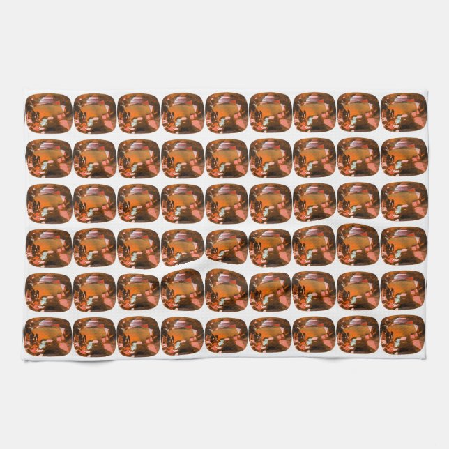 Orange Cushion-cut Pattern Geschirrtuch (Horizontal)