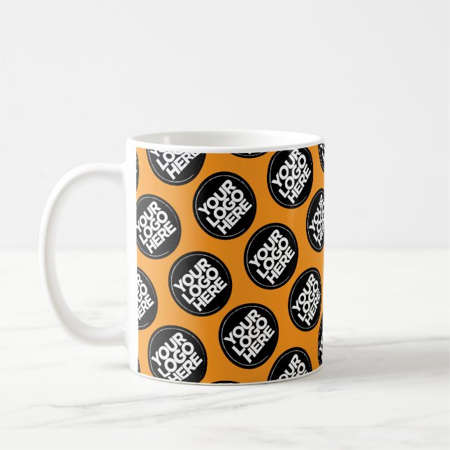 Orange Custom logo business pattern employee Kaffeetasse (Links)