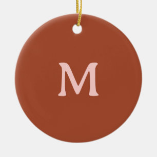 Orange Custom Monogram Burnt Keramik Ornament