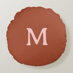Orange Custom Monogram Burnt Rundes Kissen