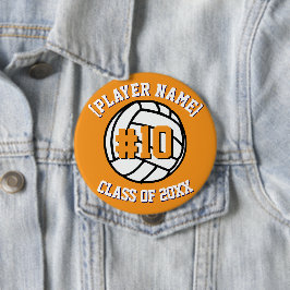 Orange Custom Volleyball Player and Class Button