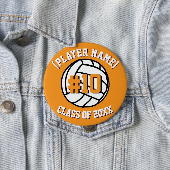 Orange Custom Volleyball Player and Class Button (Beispiel)
