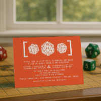 Orange D20 Dice Gamer Wedding Einladung