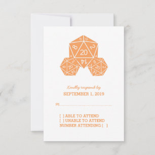 Orange D20 Dice Response Card RSVP Karte
