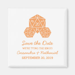 Orange D20 Dice speichert das Datumsfenster Magnet