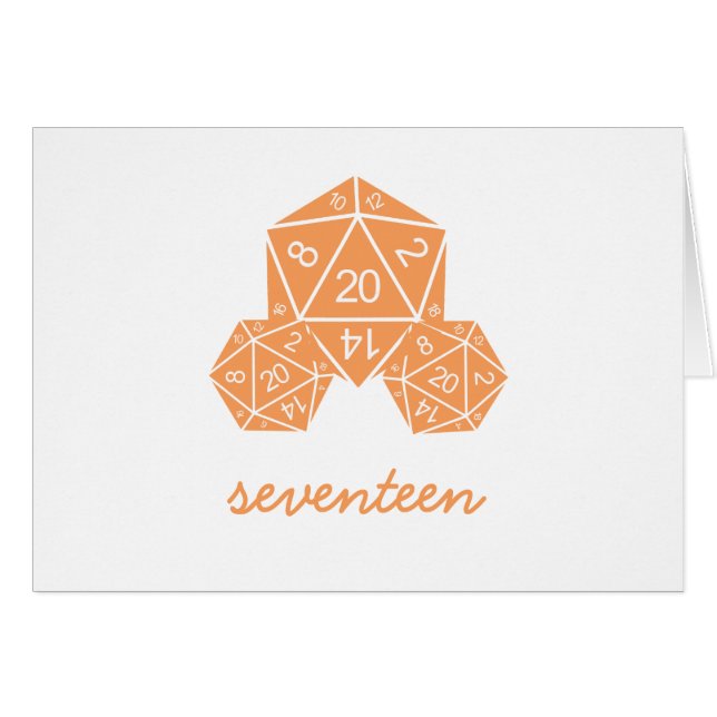 Orange D20 Dice Tischnummer Card (Vorderseite (Horizontal))