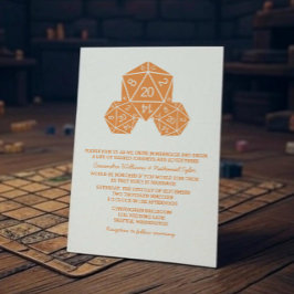 Orange D20 Dice Wedding Einladung