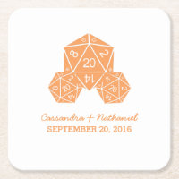 Orange D20 Dice Wedding Paper Untersetzer