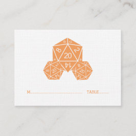 Orange D20 Dice Wedding Platzkarte