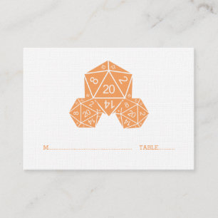 Orange D20 Dice Wedding Platzkarte