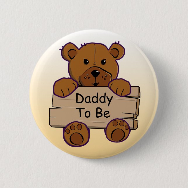 Orange Daddy to be Teddy Bear Baby Shower Button (Vorderseite)