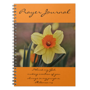 Orange Daffodil Prayer Journal Philemon 1:4 Notizblock