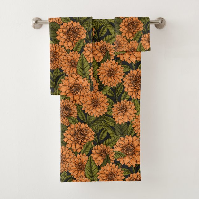 Orange Dahlia Garden Badhandtuch Set (Insitu)