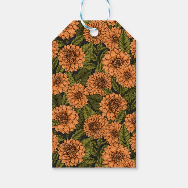 Orange Dahlia Garden Geschenkanhänger (Vorderseite)