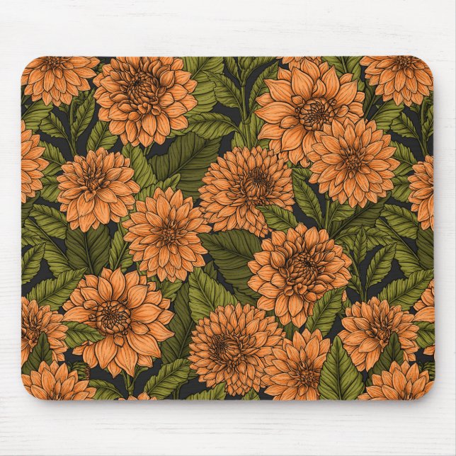 Orange Dahlia Garden Mousepad (Vorne)