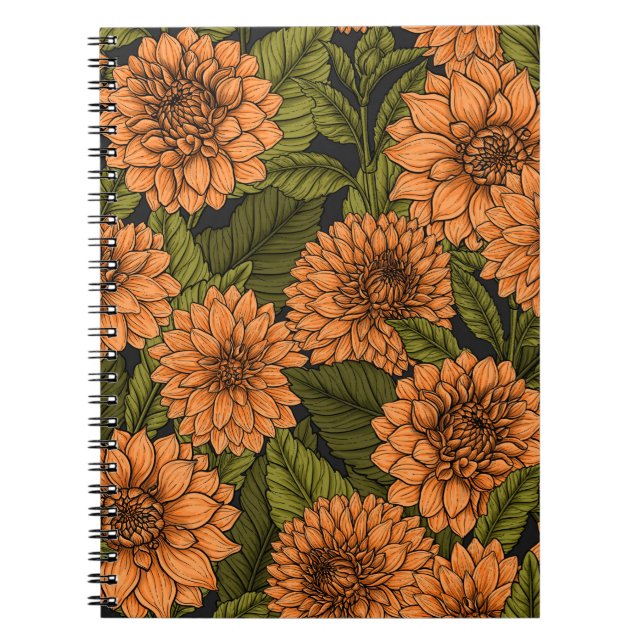 Orange Dahlia Garden Notizblock (Vorderseite)