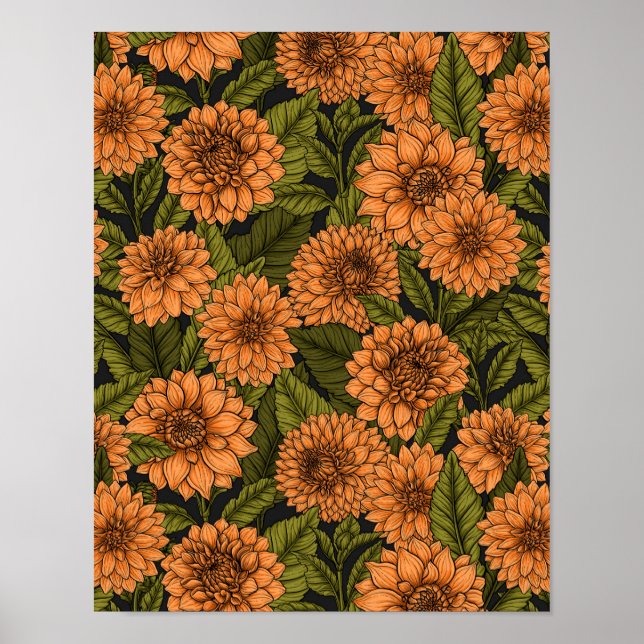 Orange Dahlia Garden Poster (Vorne)