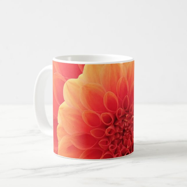 Orange Dahlia Kaffeetasse (Vorderseite Links)