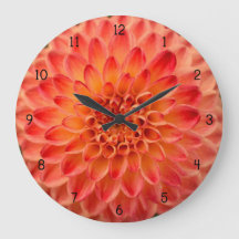 Orange Dahlie-Blumen-Uhr