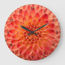 Orange Dahlie-Blumen-Uhr Große Wanduhr