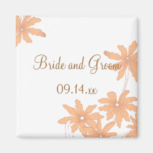 Orange Daisies auf White Wedding Magnet
