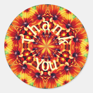 Orange Daisy Abstrakte Blume Art Dankeschön Runder Aufkleber