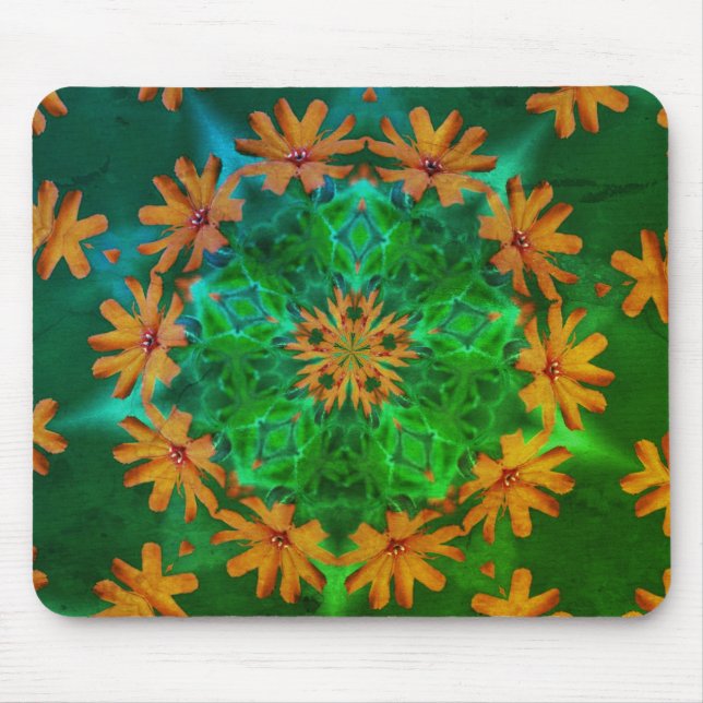 Orange Daisy Abstrakte Blume Kunst, Kultur Mousepad (Vorne)
