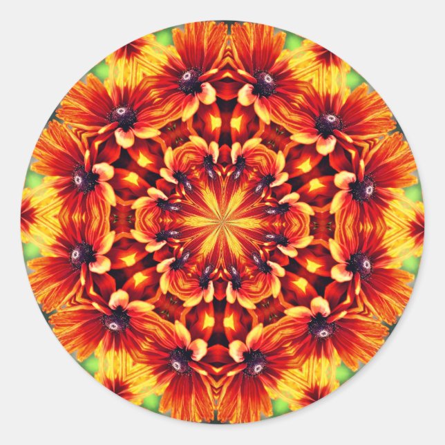 Orange Daisy Abstrakte Blume Kunst, Kultur Runder Aufkleber (Vorderseite)
