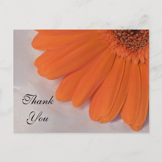 Orange Daisy and White Satin Wedding Vielen Dank Postkarte (Vorderseite)