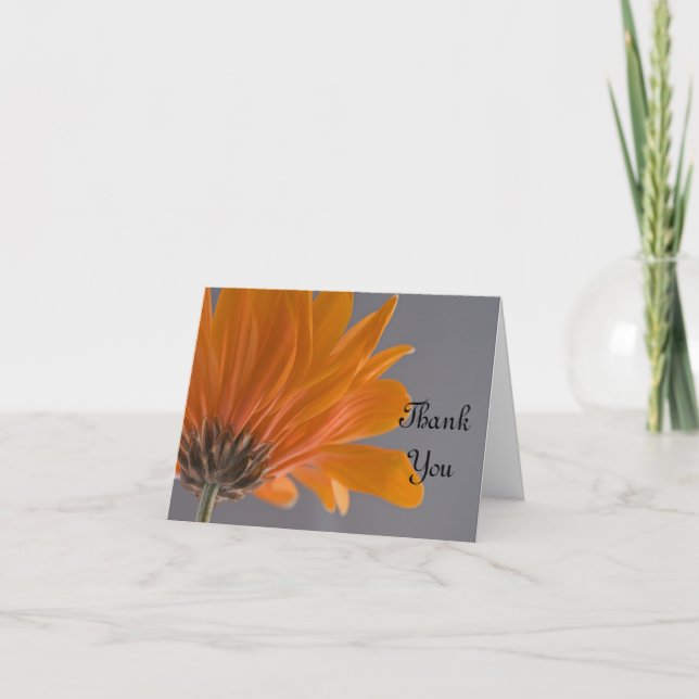 Orange Daisy auf Gray Wedding Bridesmaid Vielen Da Dankeskarte (Vorderseite)